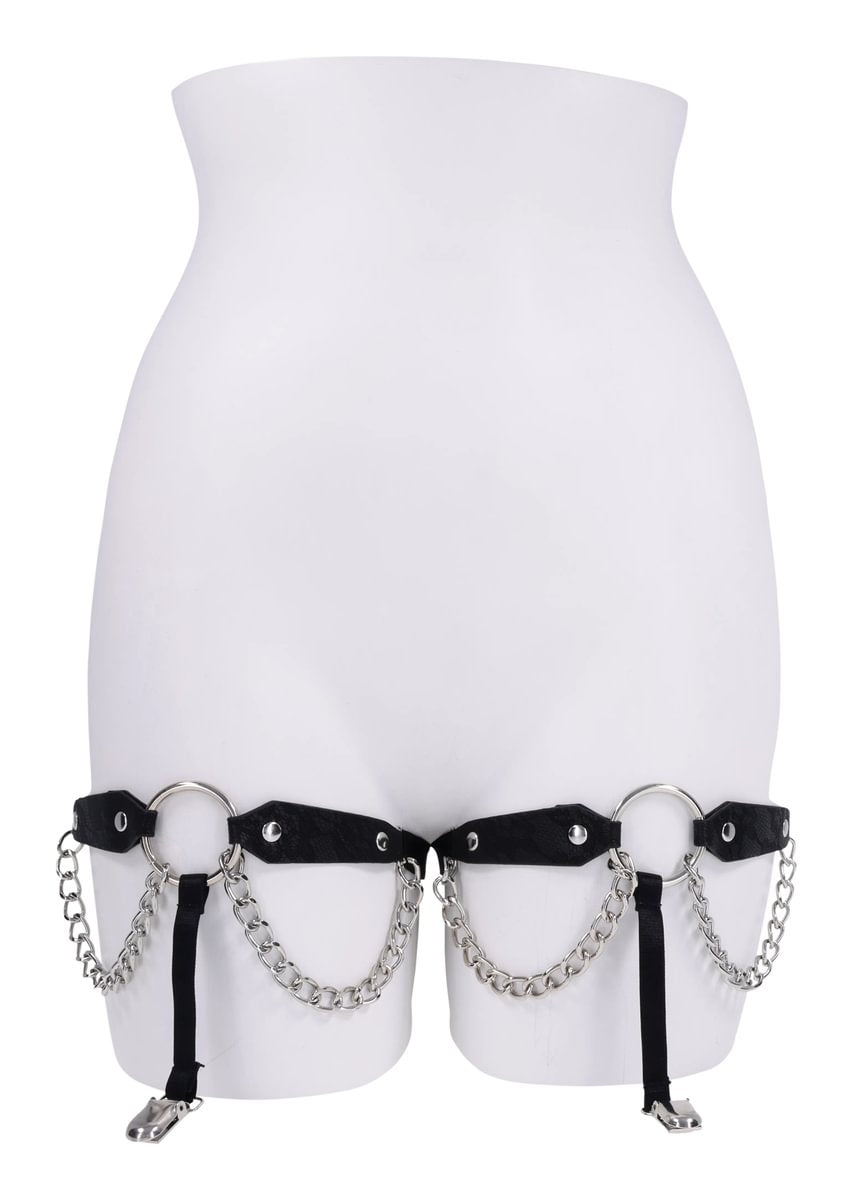Chain Lace Garters - Black