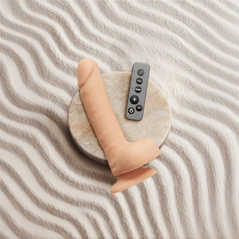 ROTATING & VIBRATING REALISTIC DILDO - L - VANILLA