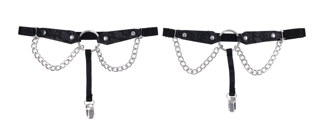 Chain Lace Garters - Black