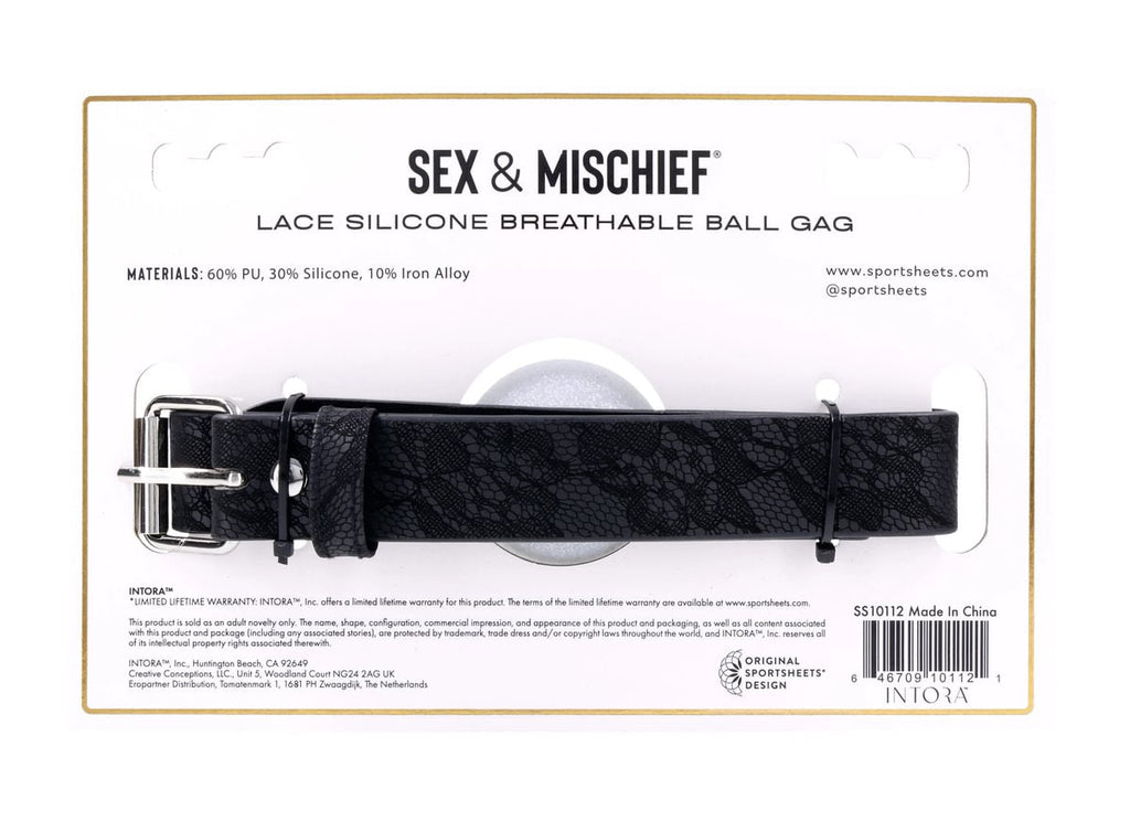 Lace Silicone Breathable Ball Gag - Black