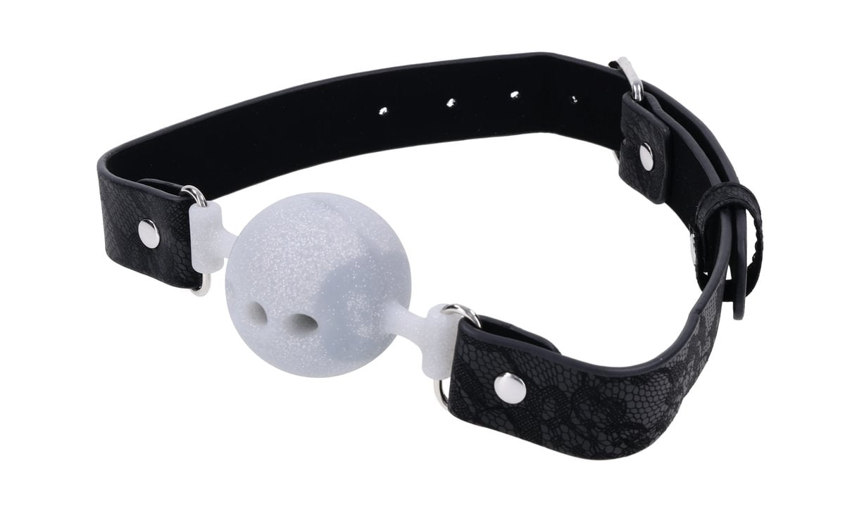 Lace Silicone Breathable Ball Gag - Black