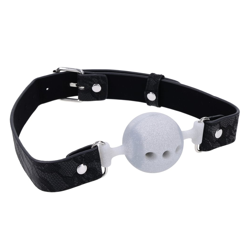 Lace Silicone Breathable Ball Gag - Black
