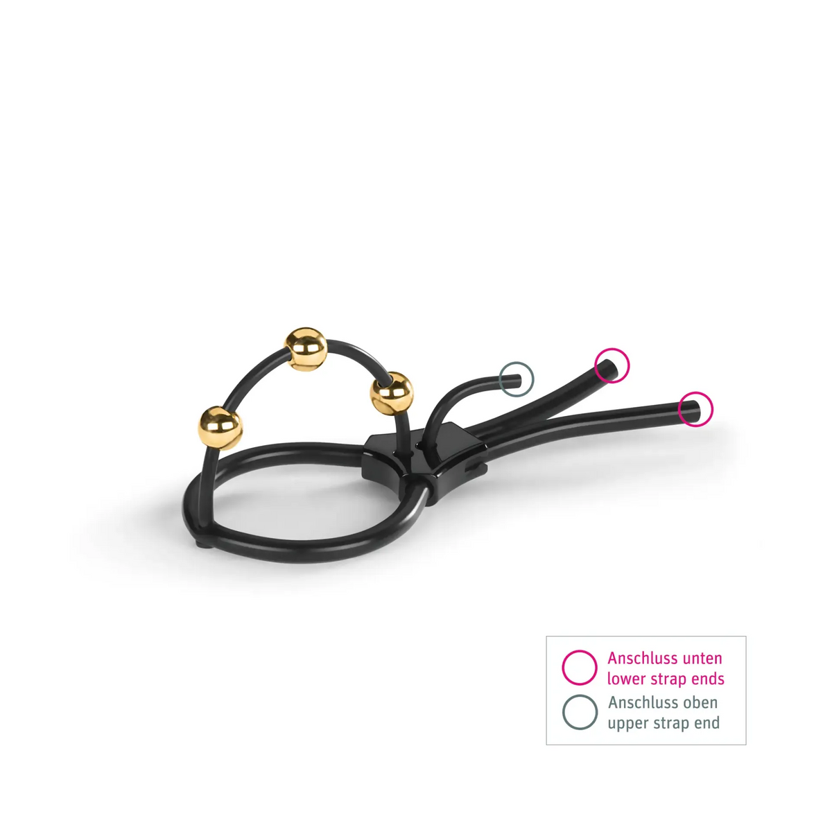 Mystim Pearly Pete - Corona Strap with golden balls