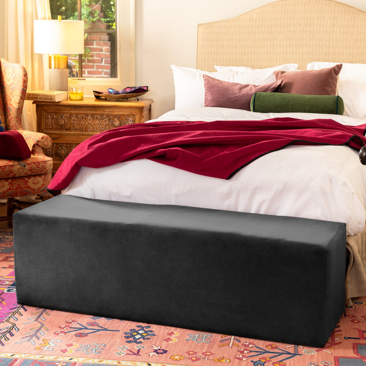 Aria Flip Chaise 18 Inch Wide - Convertible Sex Chair and Bed Bench, Black