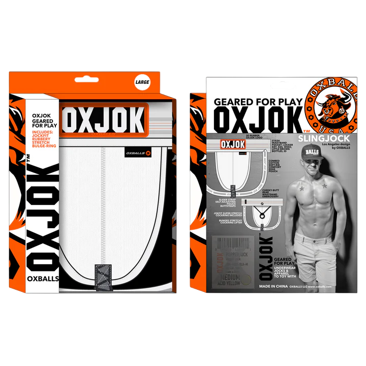 SLINGJOCK upthrust slider-strap jock, WHITE SNOW, LARGE